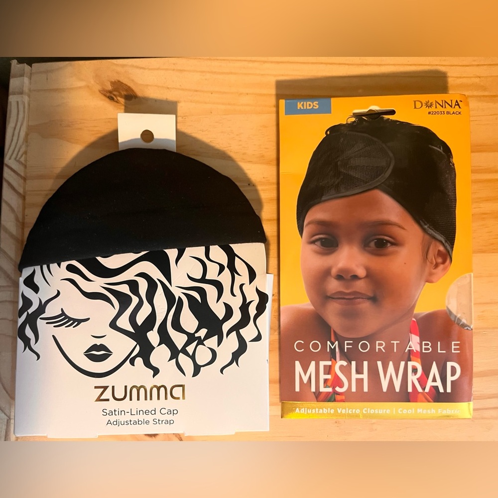 NWT Satin-Lined Cap & Kids Mesh Wrap